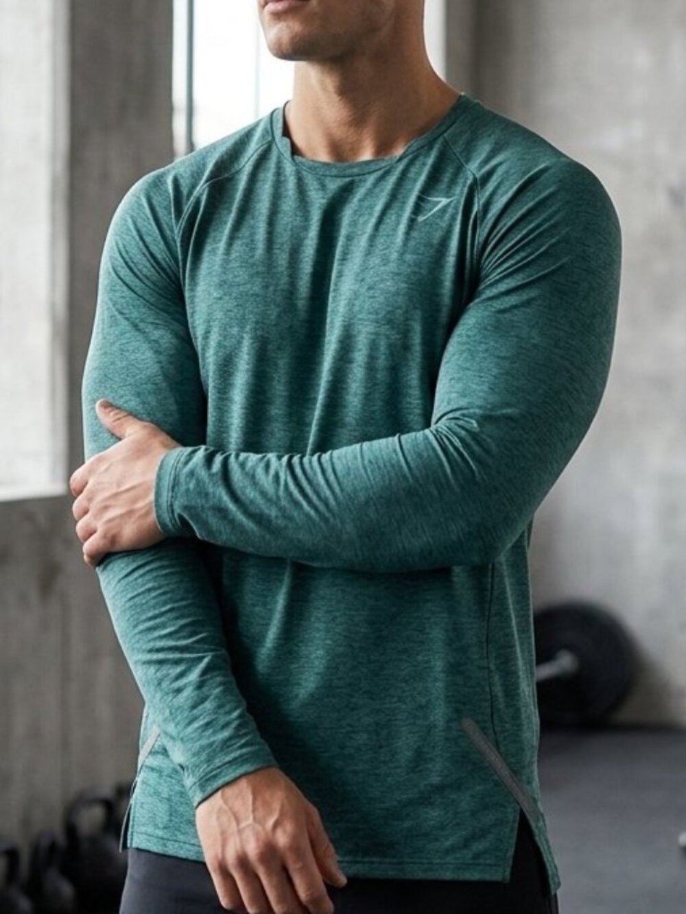 Gymshark Men's Apex Long Sleeve Performance T-Shirt Woodland Green Hoya Camo